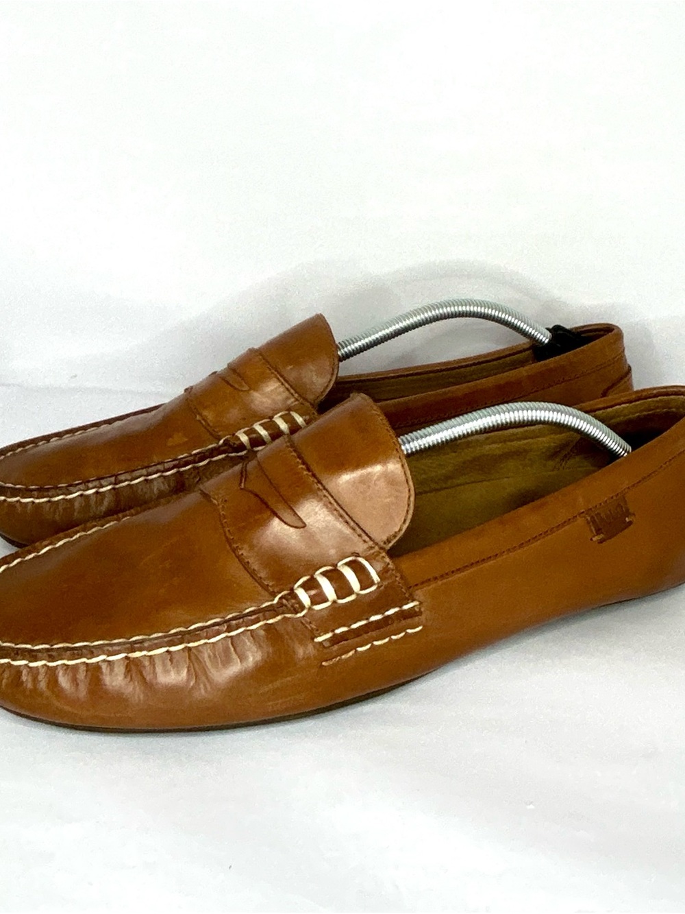 Polo Ralph Lauren Leather Driving Moccasins Mens Tan 13D Penny Loafers Cleats